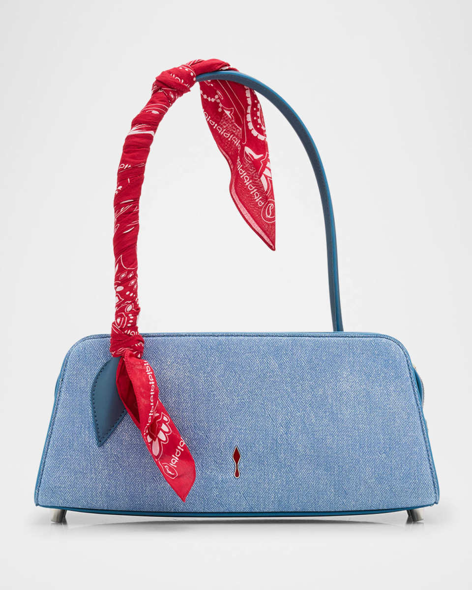 Eloise Bandana Baguette Shoulder Bag in Cotton Denim